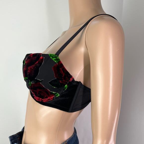 Savage X Fenty Chiffon Exploded Floral Velvet Balconette Bra - Picture 5 of 8